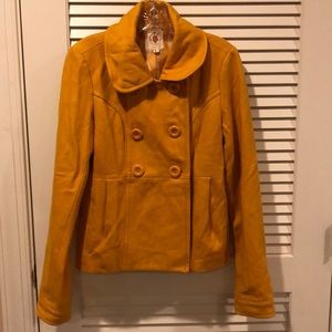 Tulle Anthropologie Mustard Yellow Peacoat Size L